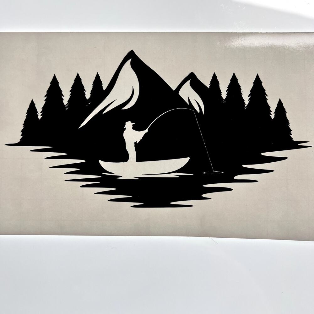 Handmade‎ Rectangular Vinyl Car Window Decal Fisherman Sticker 6" X 3 1/4"